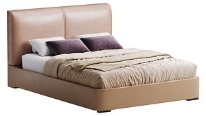 3D Rectangle Solid Color Storage Panel Bed