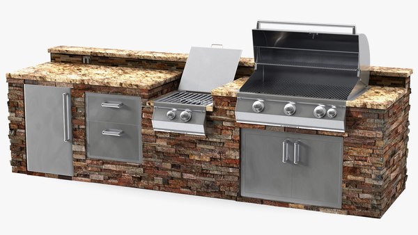 Brick Outdoor Barbecue Kitchen 3d Model, Outdoor Brick Barbecue Kitchen