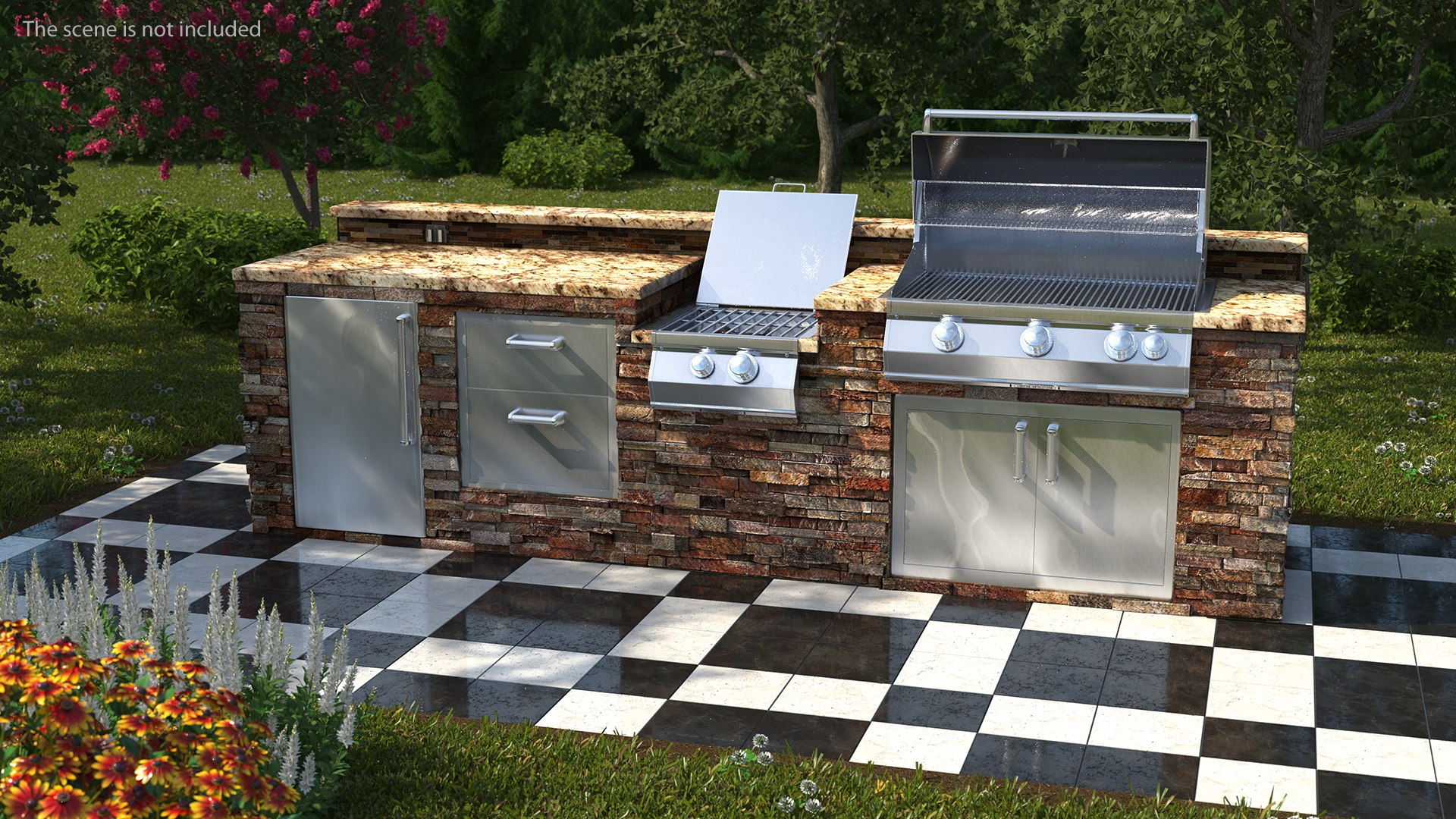 Brick Outdoor Barbecue Kitchen 3D Model - TurboSquid 1681311