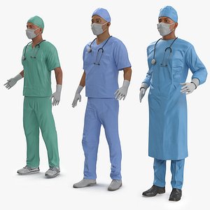 male rigged surgeons 3D