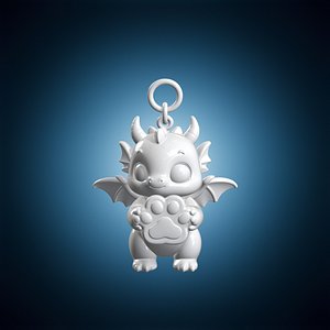 Paw Chibi Dragon Pendant 3D Printable Jewelry 3D
