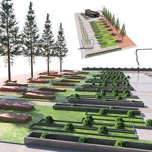 3D model Park Scene - Low-Poly 3D Model