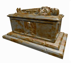 3D sarcophagus tomb skeleton model