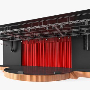 theater stage closed curtain 3D model