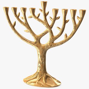 Hanukkah Gold Candelabrum 3D model