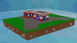 Low Poly Gas Station 3d