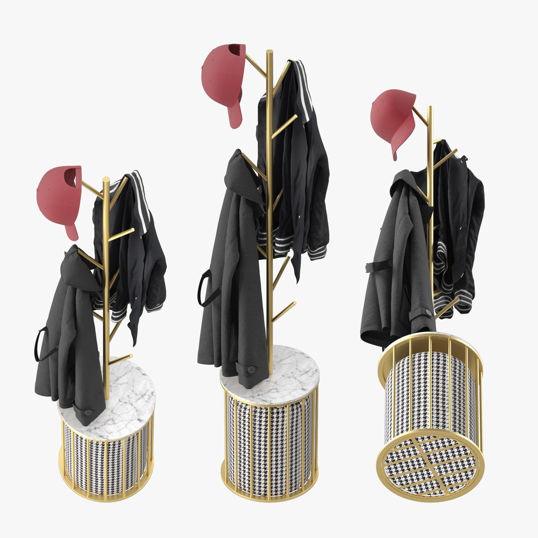 Gold Modern Metal Coat Rack Model - TurboSquid 1984907