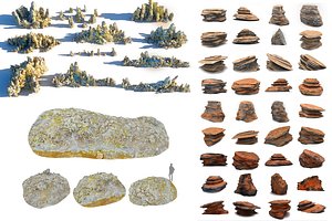 3D Alien Worlds  Volcanic Terrain Mega Pack - 51 Scanned Rock Assets model