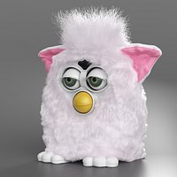 Electronic Furry Toy White Fur For Maya