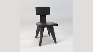 3D model Black Wooden Dining Chair 3D Model