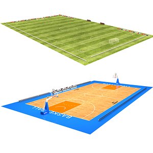 soccer field basketball court 3D
