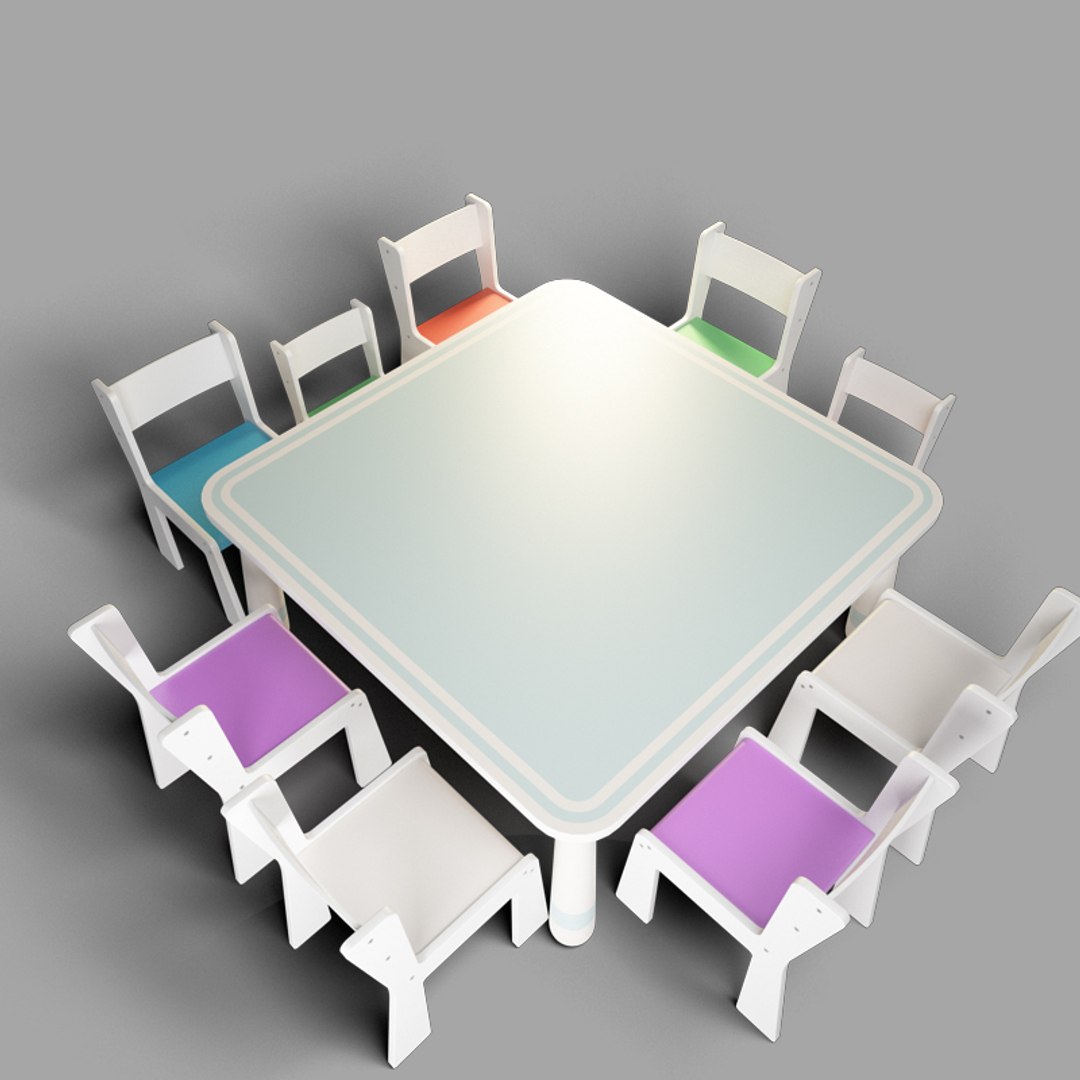  3d Kindergarten Children Furniture Chairs Model Motiv 