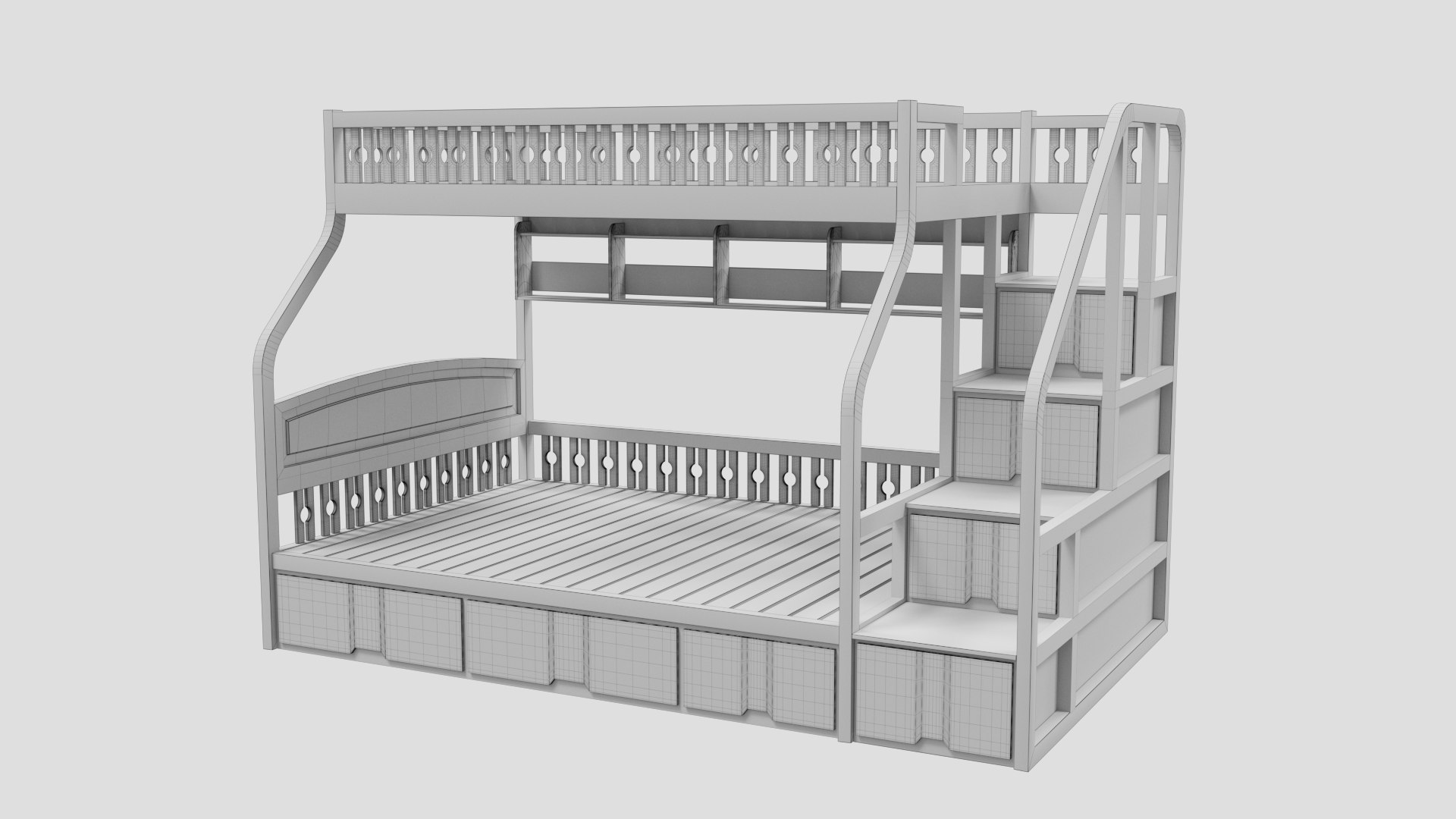 3D Wooden Bunk Bed TurboSquid 1866917