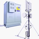 屋上携帯電話タワー28とベースステーションボックスセット