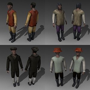 medieval human characters 3d model