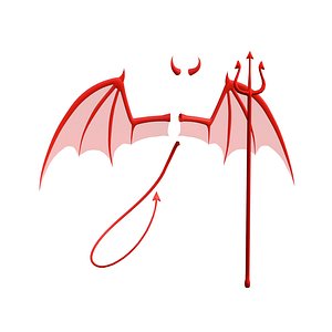 Devil Horns Trident Wings - Low poly