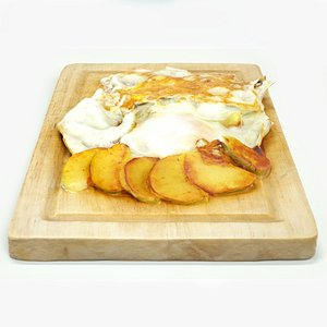 3D Fried eggs with potato model