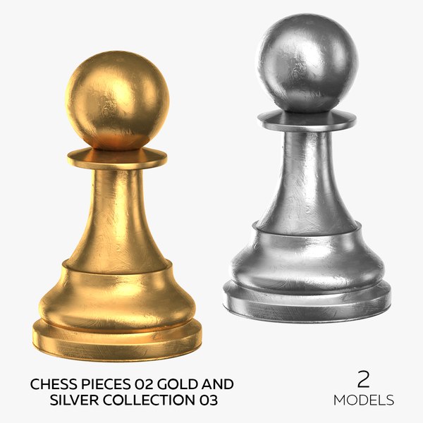 Chess Pieces 02 Gold and Silver Collection 03 - 2 models 3D model