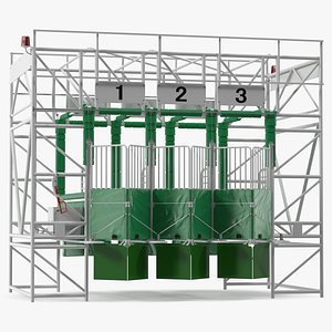 Horse Starting Gates for 3 Places Rigged for Cinema 4D