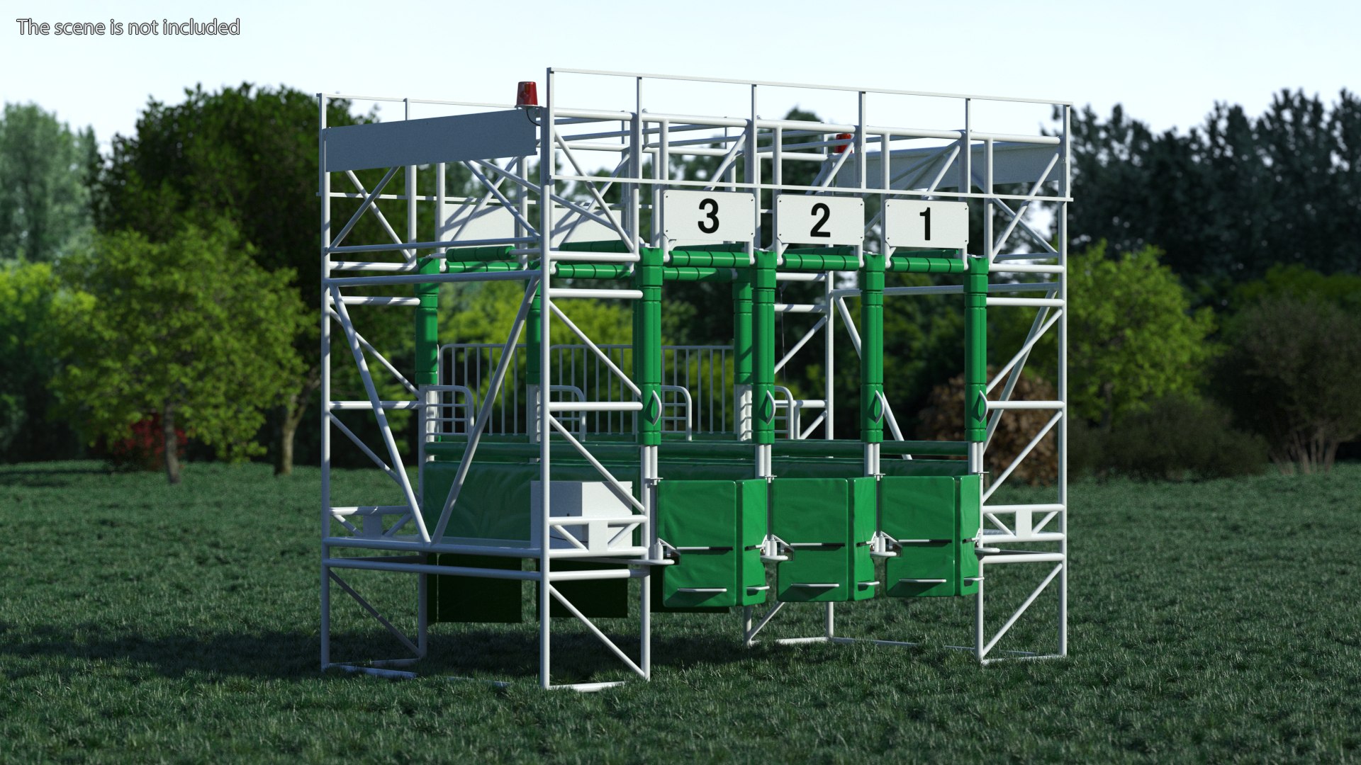 Horse Starting Gates for 3 Places Rigged for Cinema 4D 3D model preview