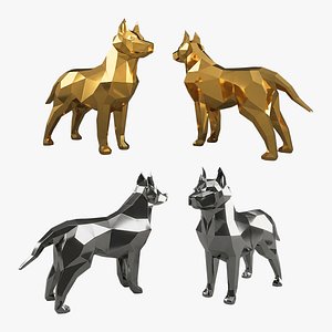Low Poly Dog Statue Modern Decorative Sculpture