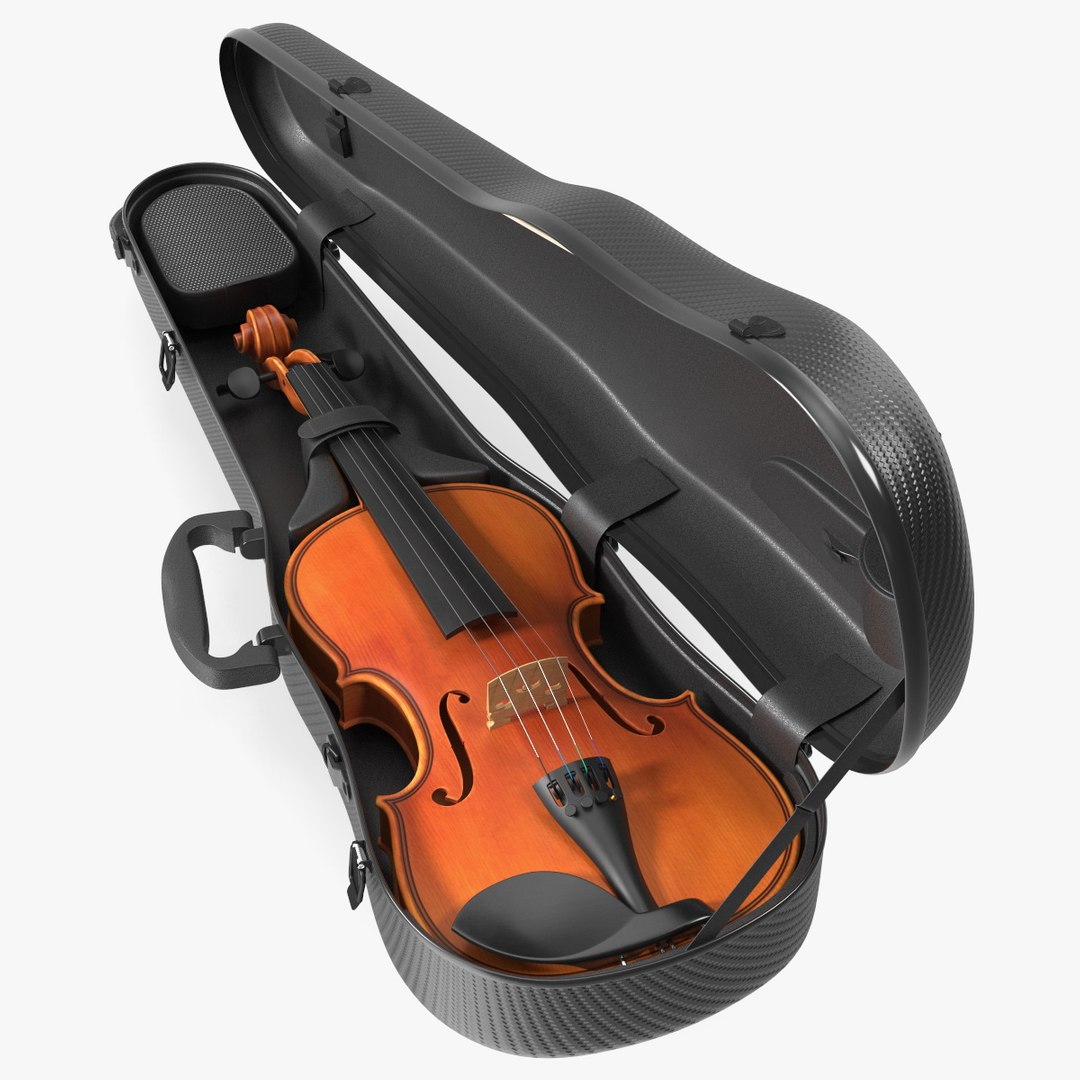 Violin Shaped Case Gewa Pure Black Open with Violin 3D model preview