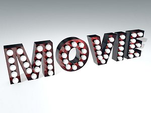 vintage movie theater sign 3d c4d