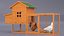 Wooden Small Chicken Coop with Chickens Rigged for Modo