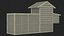 Wooden Small Chicken Coop with Chickens Rigged for Modo