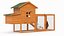Wooden Small Chicken Coop with Chickens Rigged for Modo