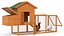 Wooden Small Chicken Coop with Chickens Rigged for Modo