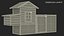 Wooden Small Chicken Coop with Chickens Rigged for Modo