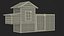 Wooden Small Chicken Coop with Chickens Rigged for Modo