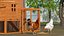 Wooden Small Chicken Coop with Chickens Rigged for Modo