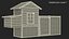 Wooden Small Chicken Coop with Chickens Rigged for Modo