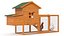 Wooden Small Chicken Coop with Chickens Rigged for Modo