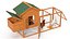 Wooden Small Chicken Coop with Chickens Rigged for Modo