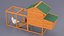 Wooden Small Chicken Coop with Chickens Rigged for Modo