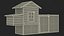 Wooden Small Chicken Coop with Chickens Rigged for Modo