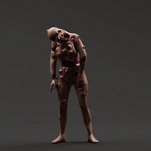 3D rigged infected woman zombie