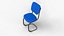 Modern Blue Fabric Office Chair 3D Model Comfortable Metal Frame Design