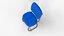 Modern Blue Fabric Office Chair 3D Model Comfortable Metal Frame Design