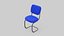 Modern Blue Fabric Office Chair 3D Model Comfortable Metal Frame Design