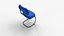 Modern Blue Fabric Office Chair 3D Model Comfortable Metal Frame Design