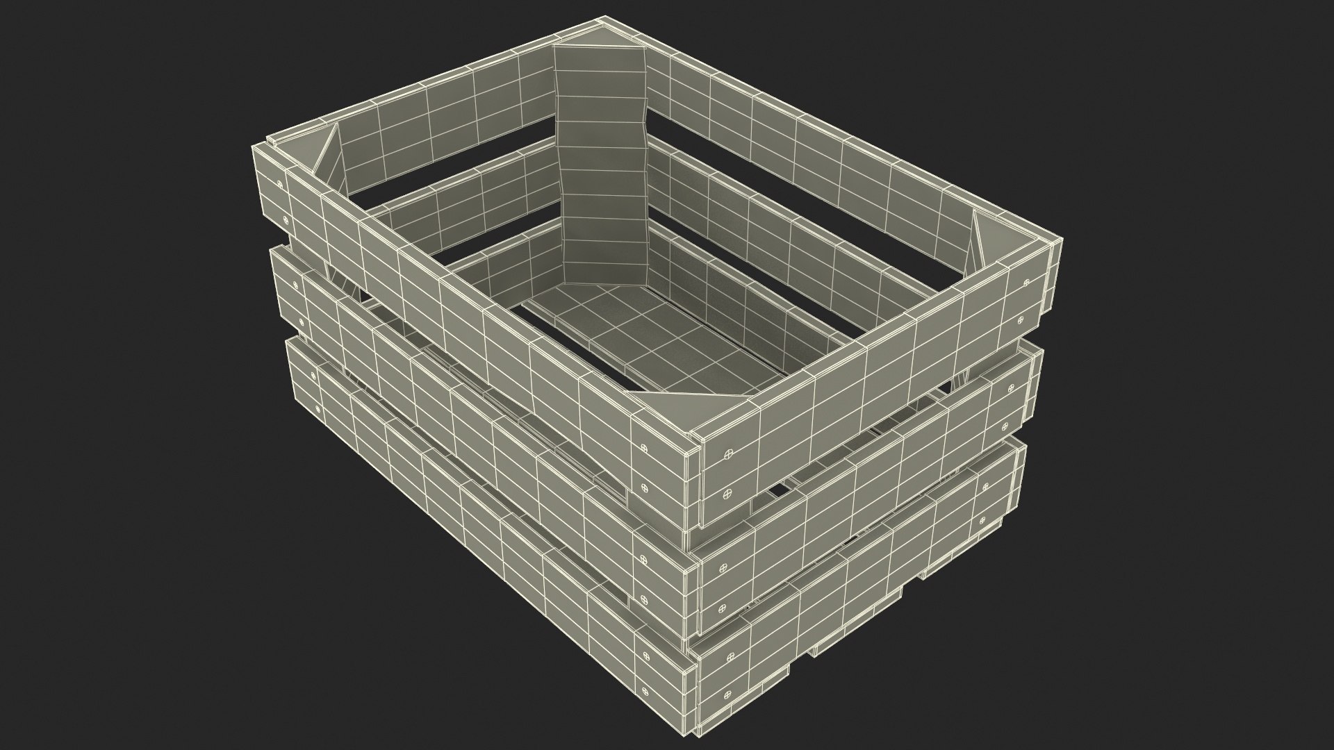 3D Vintage Wood Open Slat Fruit Crate - TurboSquid 2134098