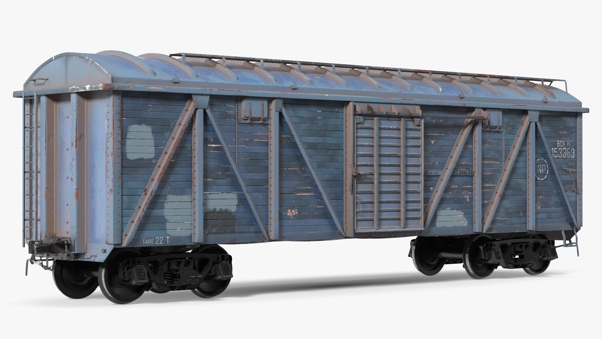 Cargo Wagon Blue 3D model preview