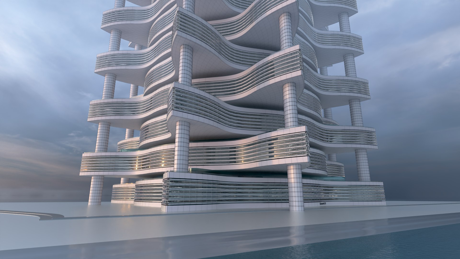 3D Futuristic Building Concept V2-10 - TurboSquid 2347707