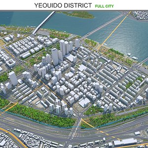 3D Yeouido District Seoul South Korea