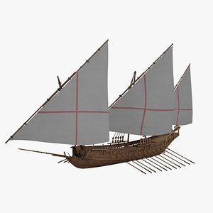 Historical Galliot Ship - Fully Rigged PBR