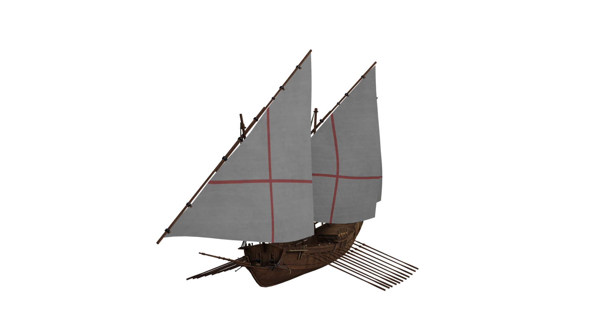 Historical Galliot Ship - Fully Rigged PBR 3D Model - TurboSquid 2439014